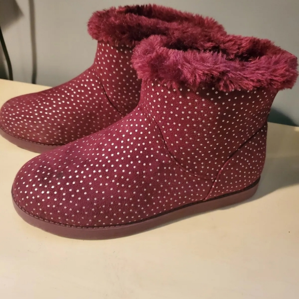 Cat & Jack Big Girls/Women's sz 5 maroon/burgundy boots w/ silver dots. Nwot. - Picture 2 of 5